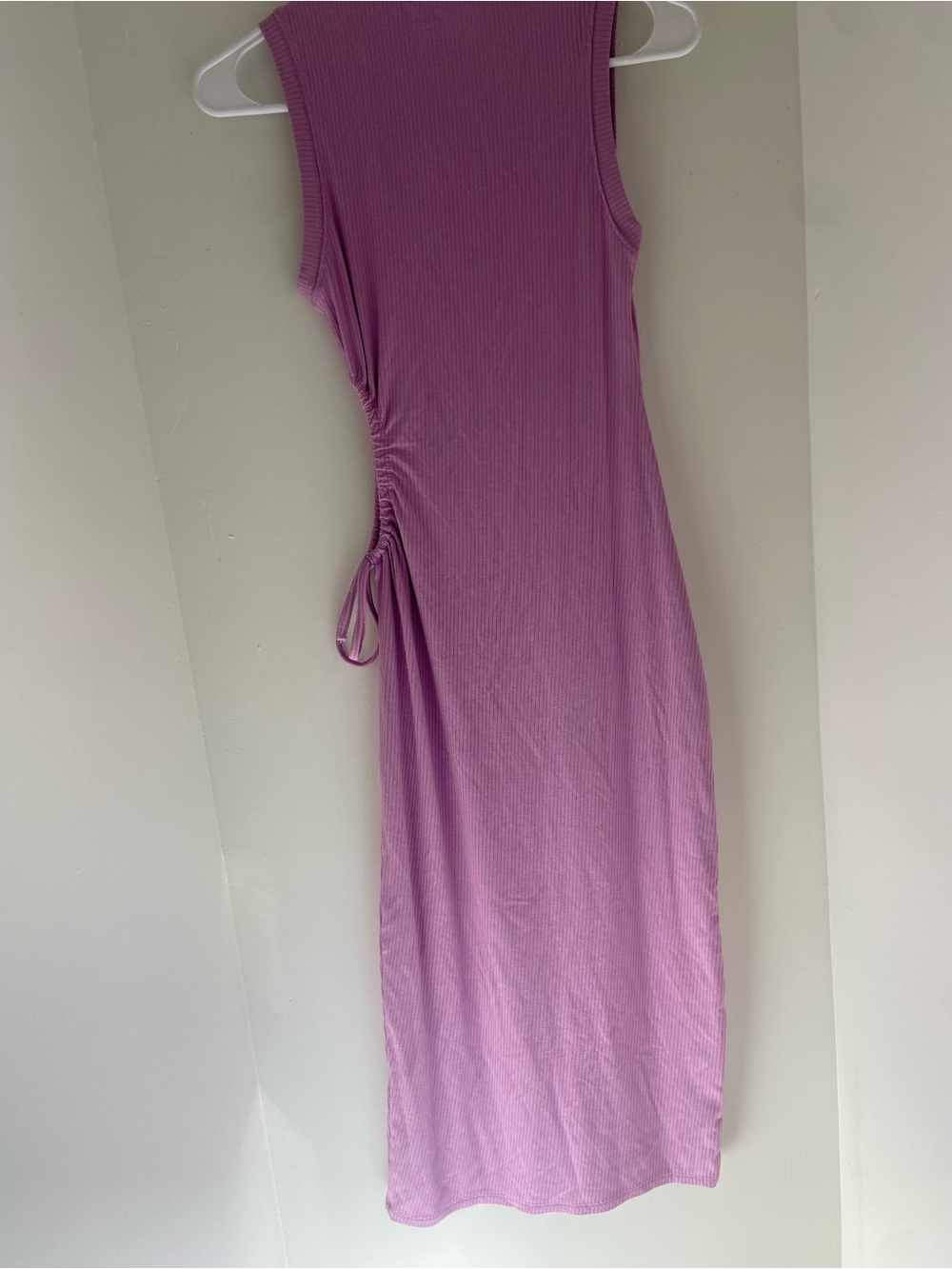 Olive & Oak Lilac Ribbed Midi Dress with Side Tie Cutout - Picture 5 of 5